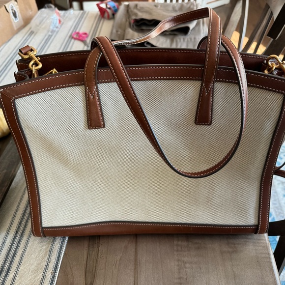 Tory Burch Walker Basket Weave Satchel 14.5” x 10.5” - Picture 7 of 10